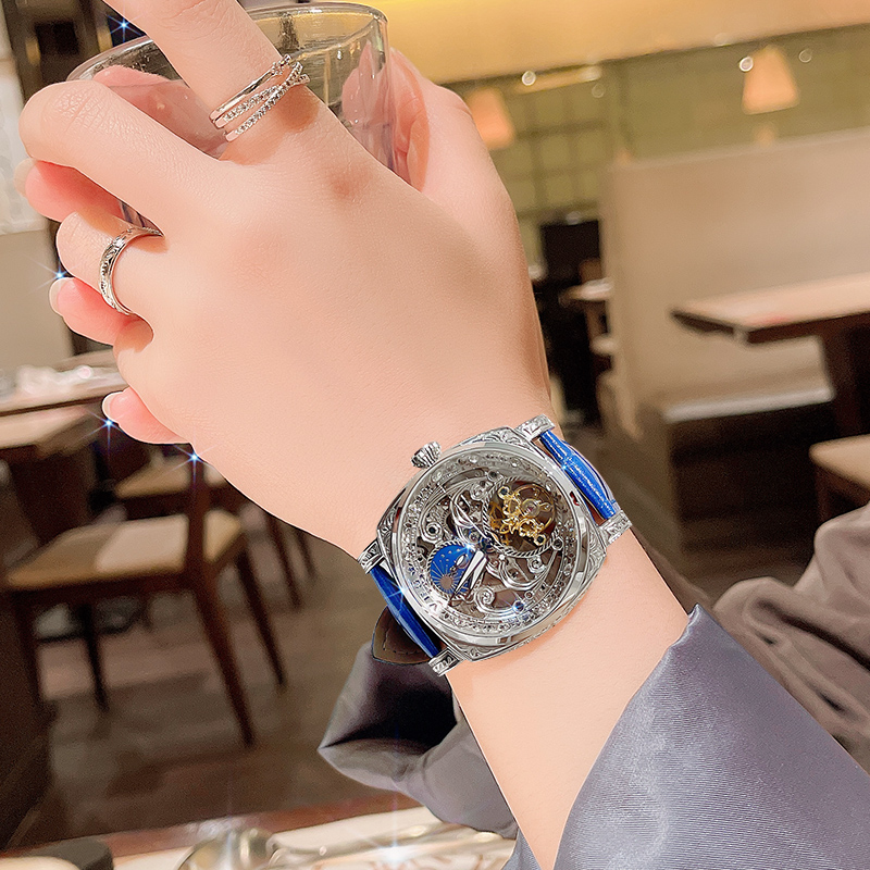 VRQ伽罗女士手表镂空机械表女十大品牌小众高级感大表盘气质情侣