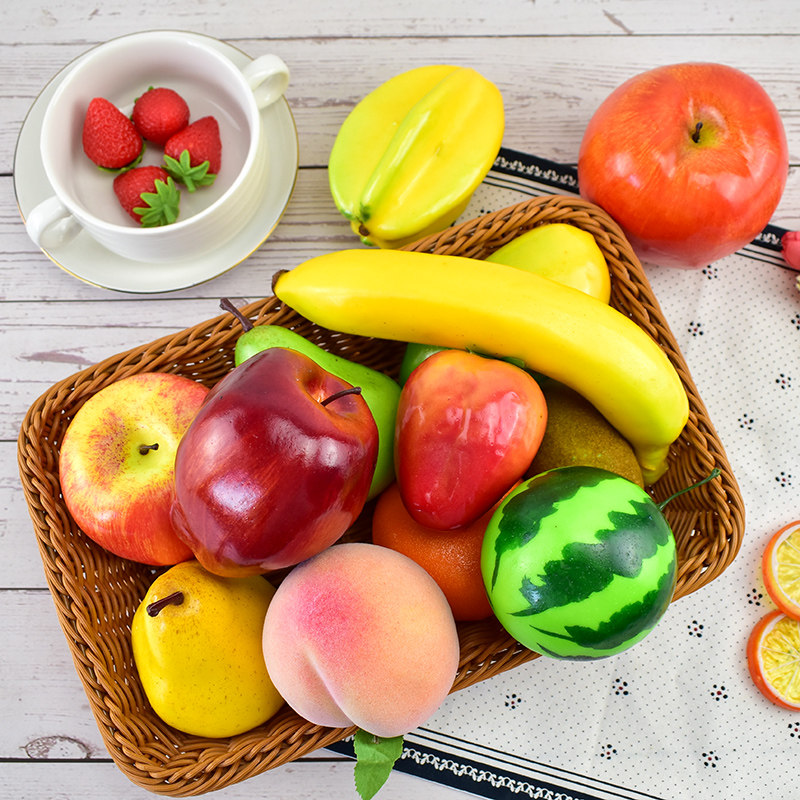 饰塑料假水果橙子摆件幼儿早教道具 加重高仿真水果苹果模型摆设装