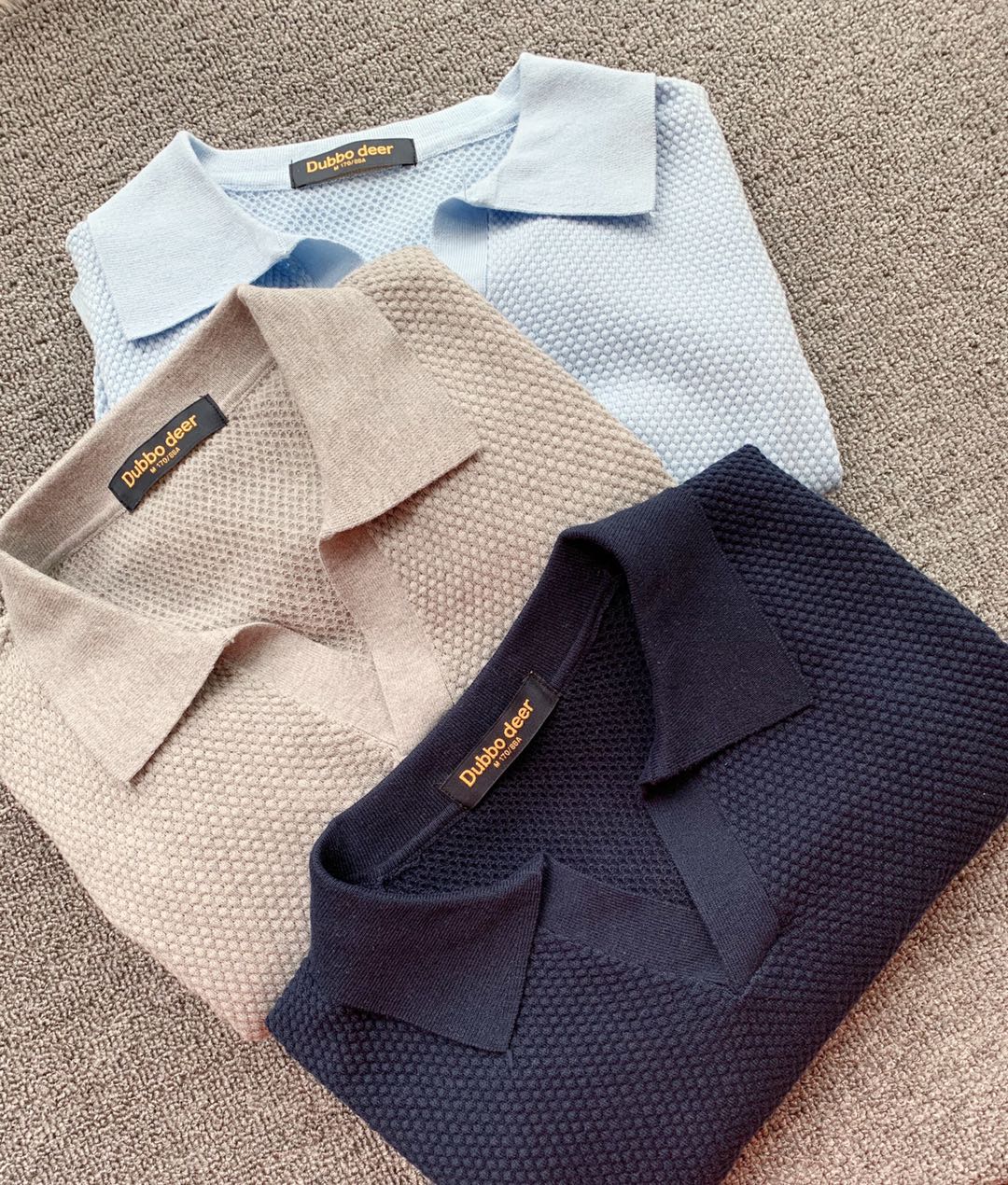 外贸原单剪标 横机波罗针 夏季男款透气针织翻领小V领休闲短袖T恤