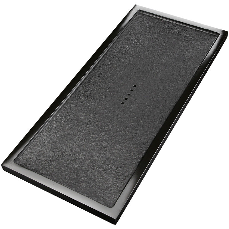 乌金石茶盘天然整块大号石头茶海原石石材小型茶盘