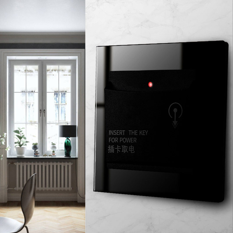 海际86型智能酒店玻璃三线任意卡40a大功率插卡取电面板 取电开关