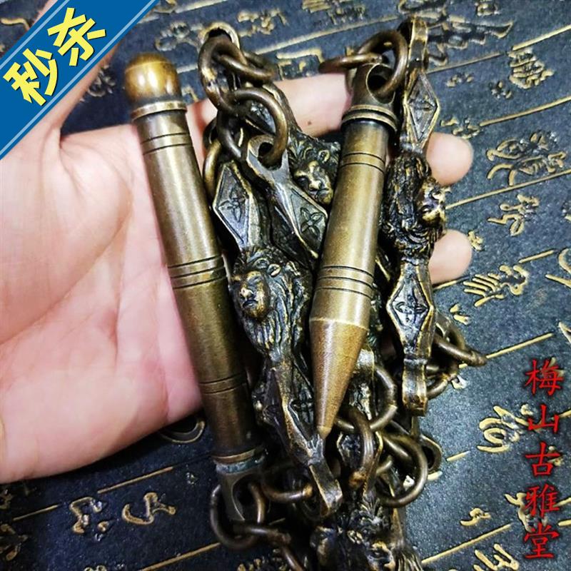 纯铜表演九节佛头兵器心软鞭实古代圆柱节鞭九节鞭
