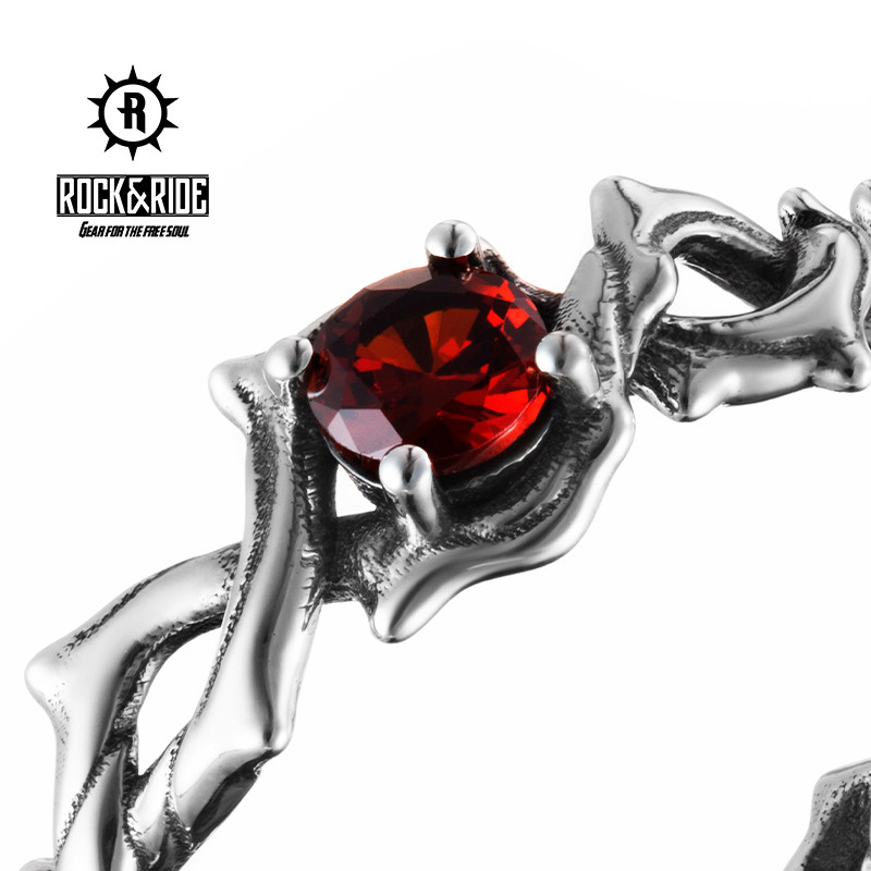 22年新款rockride荆棘戒指纯银女高高级设计红宝石戒指