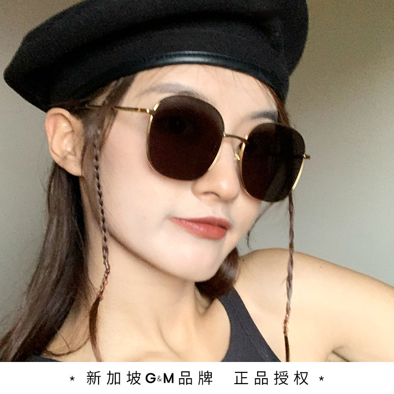 sggm墨镜女潮ins大脸显瘦海边街防紫外线大框太阳眼镜
