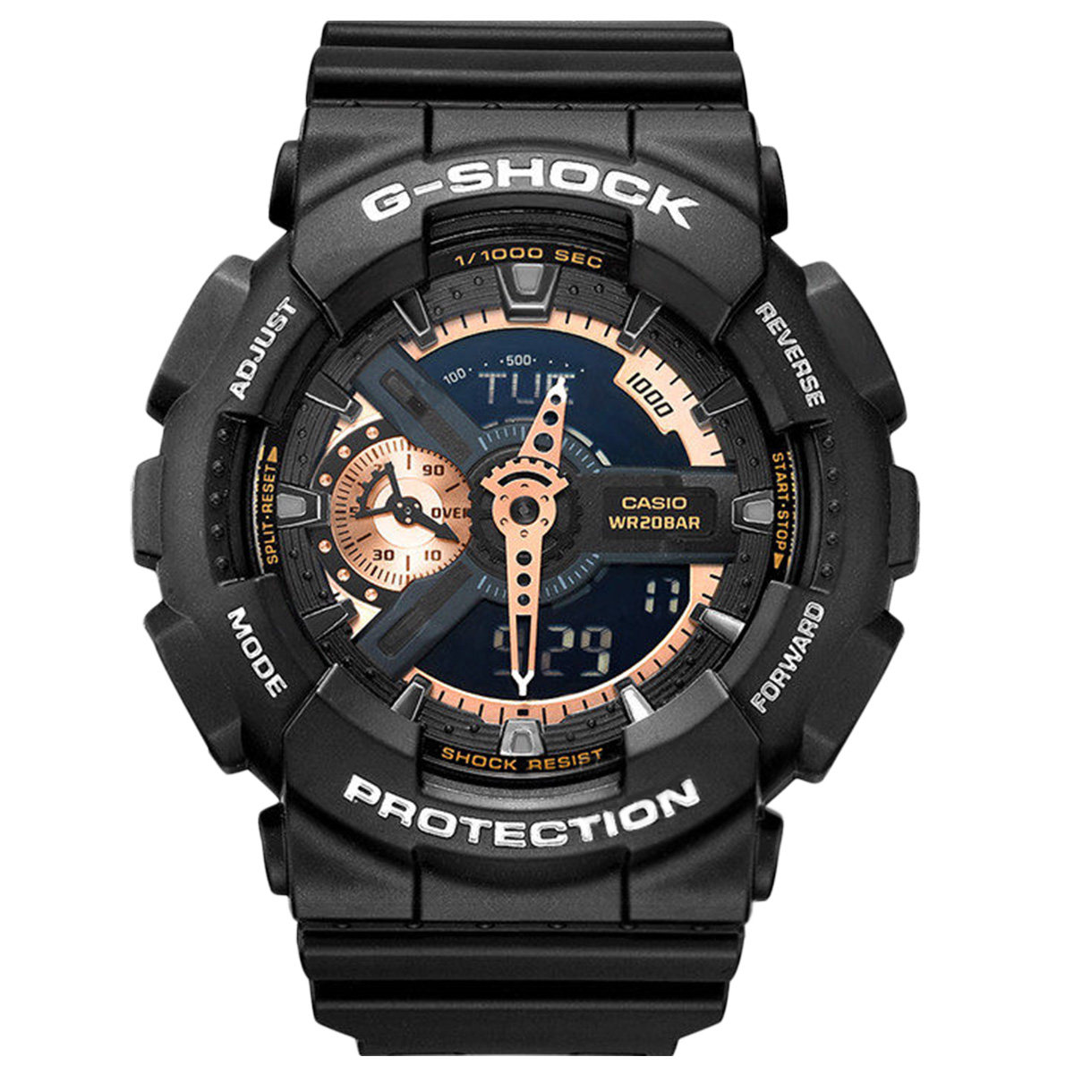 casio卡西欧正品手表g-shock玫瑰金亮运动双显男ga-110rg-1a日韩腕表