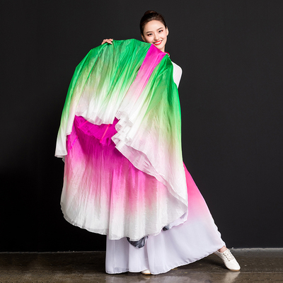 扇子广场跳舞绸子真丝加长变色双面咏荷胶州秧歌更多舞蹈配饰 原价56