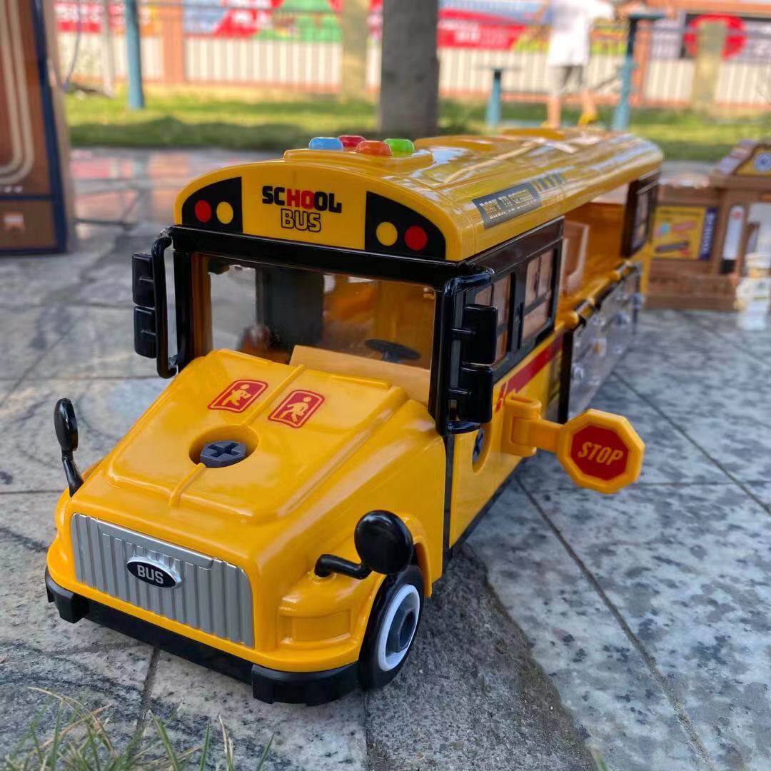 拆装校巴儿童积木校园巴士玩具车声光音乐早教螺母拆装