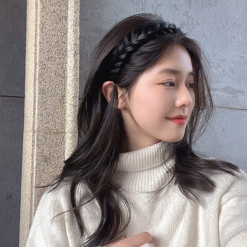 仿真麻花辫假发辫子波浪发箍网红2021年新款发卡发饰