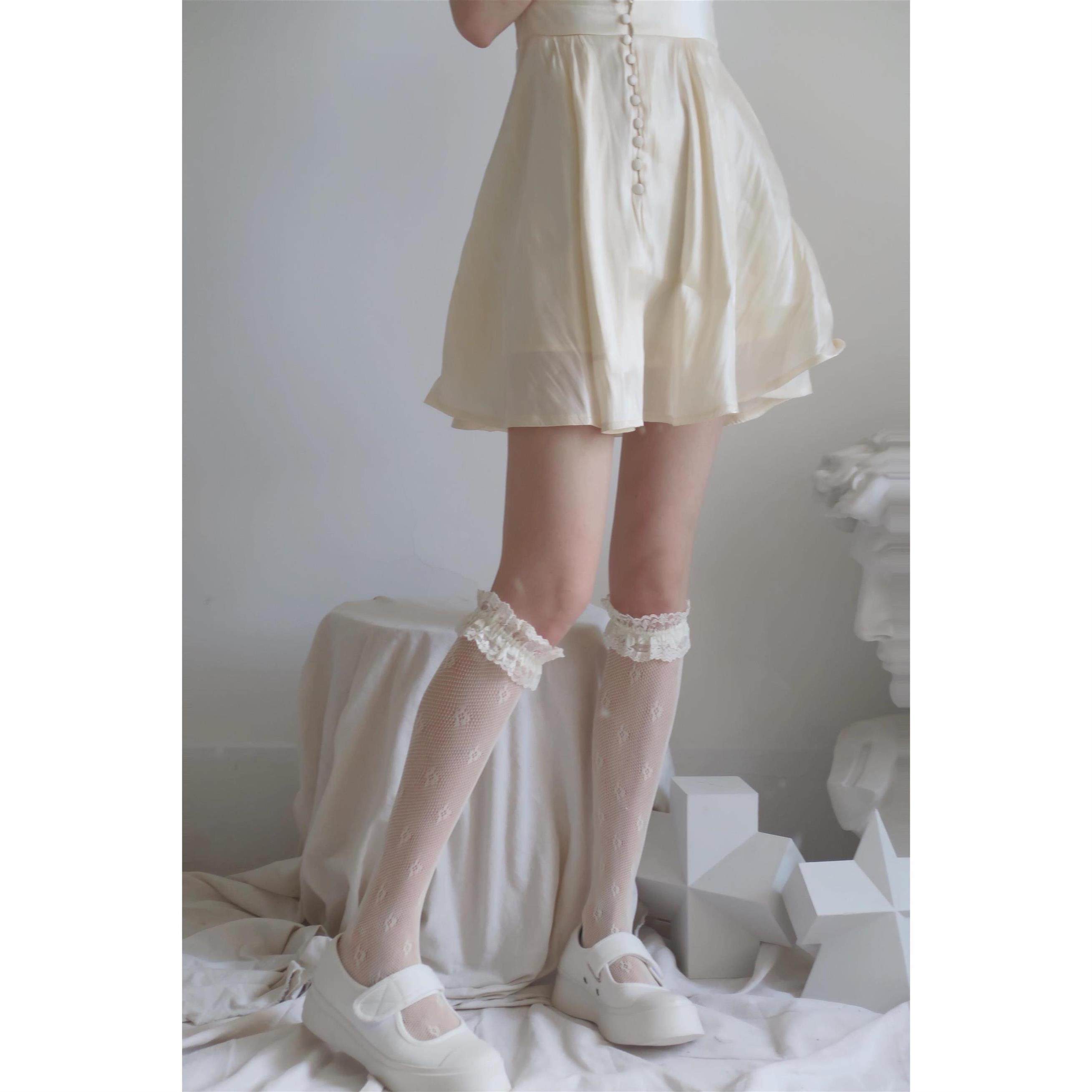 韩国春夏新品少女蕾丝丝网花边短袜小腿女中短袜