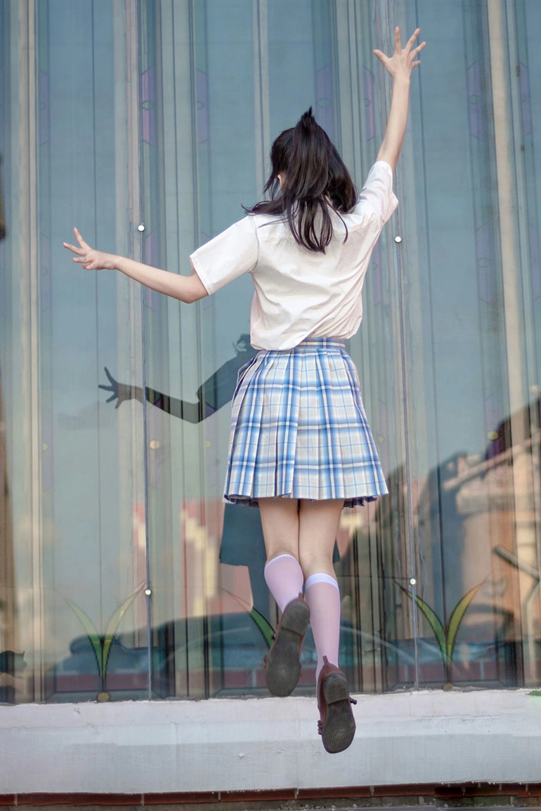 jk清仓全款格裙蓝白短裙制服正版原创不良学生校服