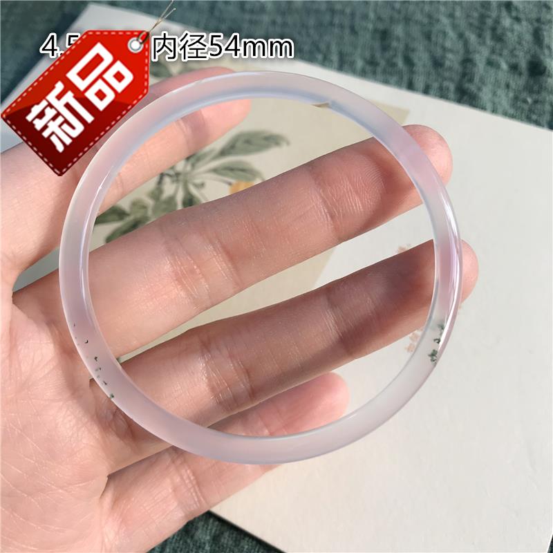 水墨丹青天然马料冰种玉髓小细条手镯极细玉镯一物一图手镯