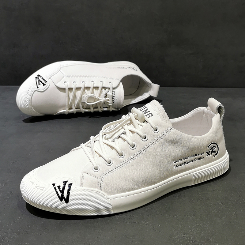 鞋子男潮鞋真皮板鞋百搭男鞋2022新款夏季韩版潮流休闲男士小白鞋