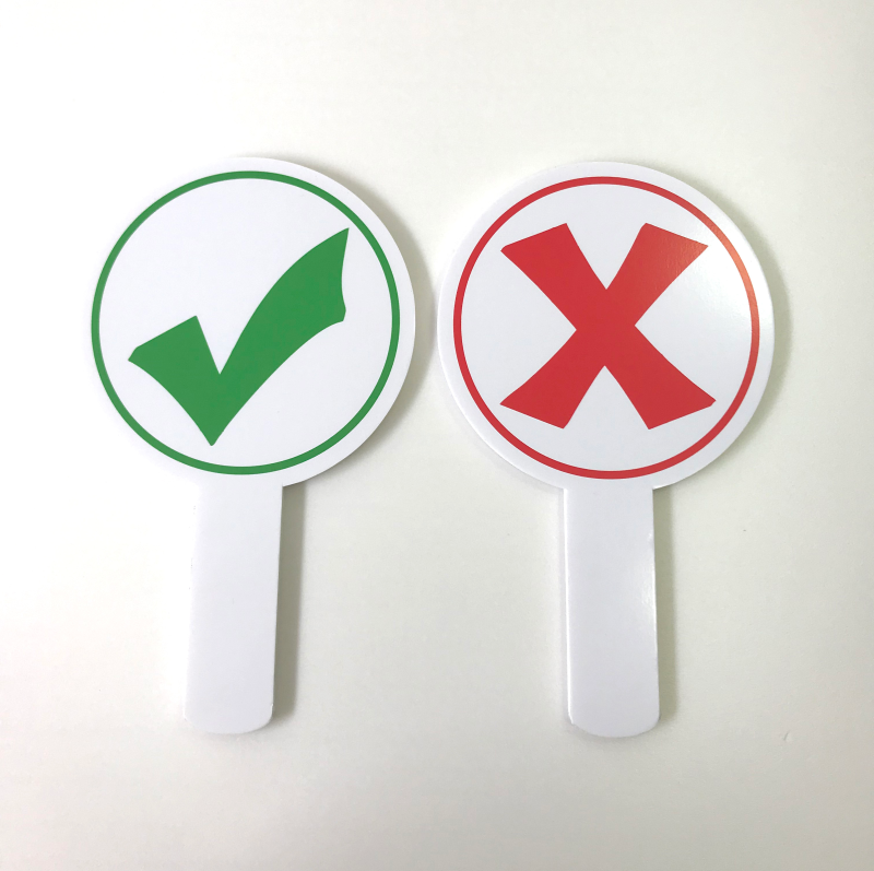 对错勾叉投票正方反方手举牌定制小学教具会议比赛选秀辩论投票牌