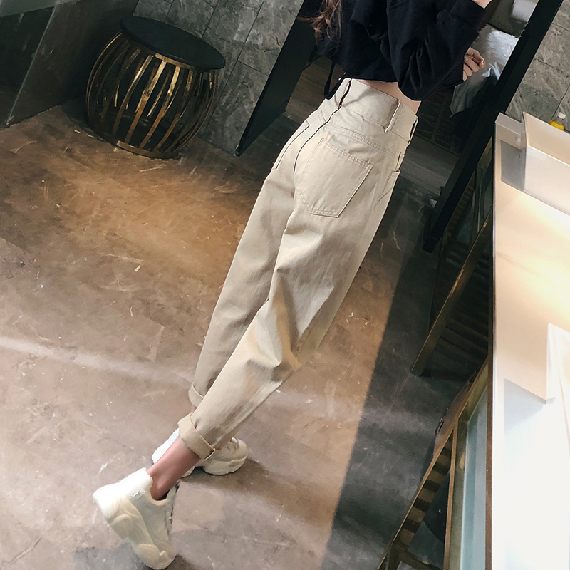 高腰牛仔裤女宽松直筒春秋2022年新款九分显瘦休闲百搭哈伦小脚裤