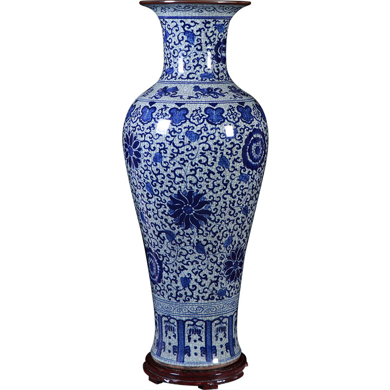 景德镇陶瓷落地大花瓶仿古青花青花瓷瓷瓶家居客厅插花花瓶