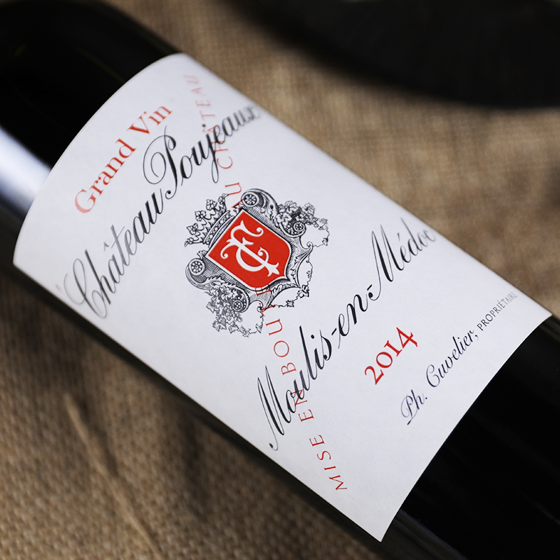 红酒宝捷法国波尔多中级chateaupoujeaux红葡萄酒14年份干红静态葡萄