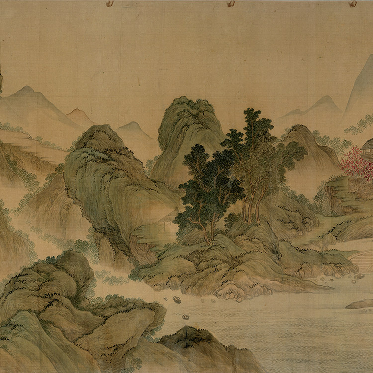 清恽寿平湖山春暖仿古国画手卷字画礼品长卷国画