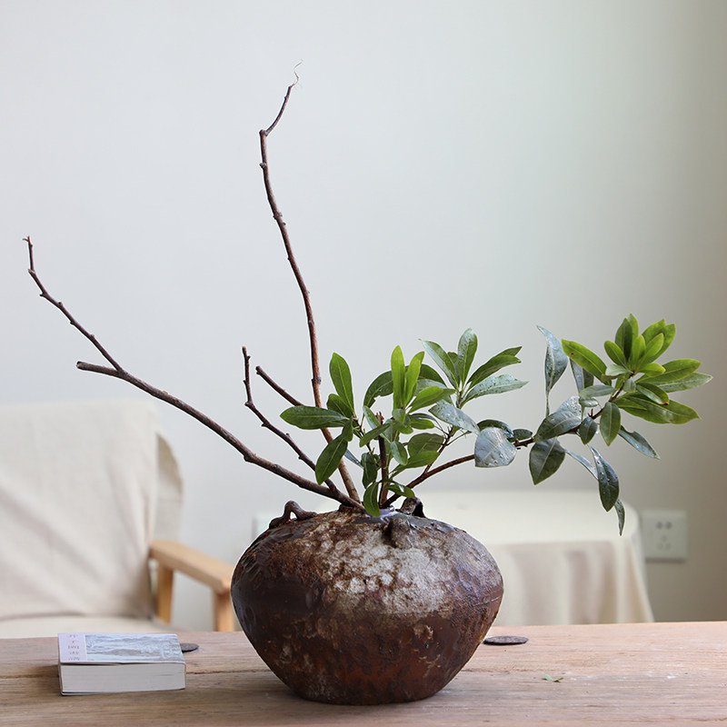 陶瓷花瓶粗陶瓶插花复古怀旧手工工民酒店侘寂花瓶