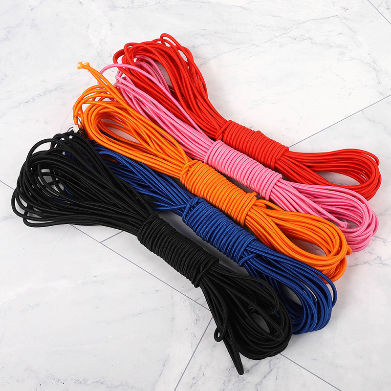弹力绳松紧带高弹力猪鼻弹簧扣跳皮筋彩色黑白橡筋弹性收缩调节绳