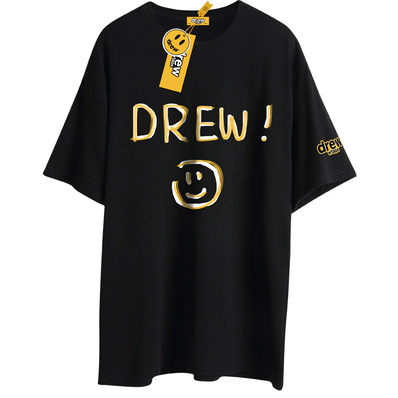 drewwtaps贾斯汀比伯同款情侣装笑脸house错位素描印花t恤