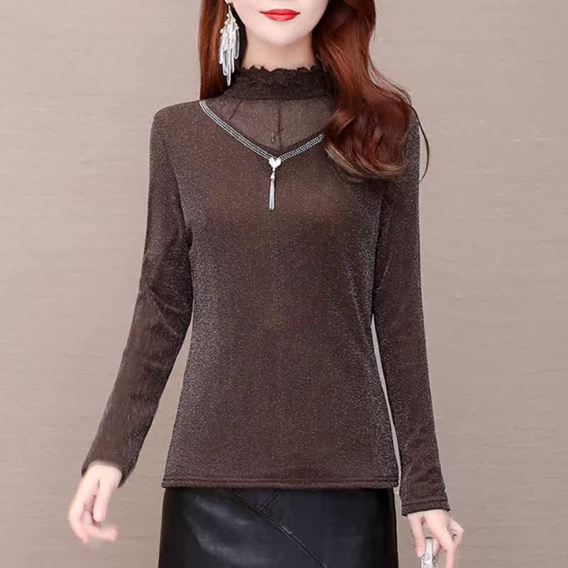 加绒加厚打底衫女士秋冬季2020新款时尚洋气保暖长袖上衣内搭小衫