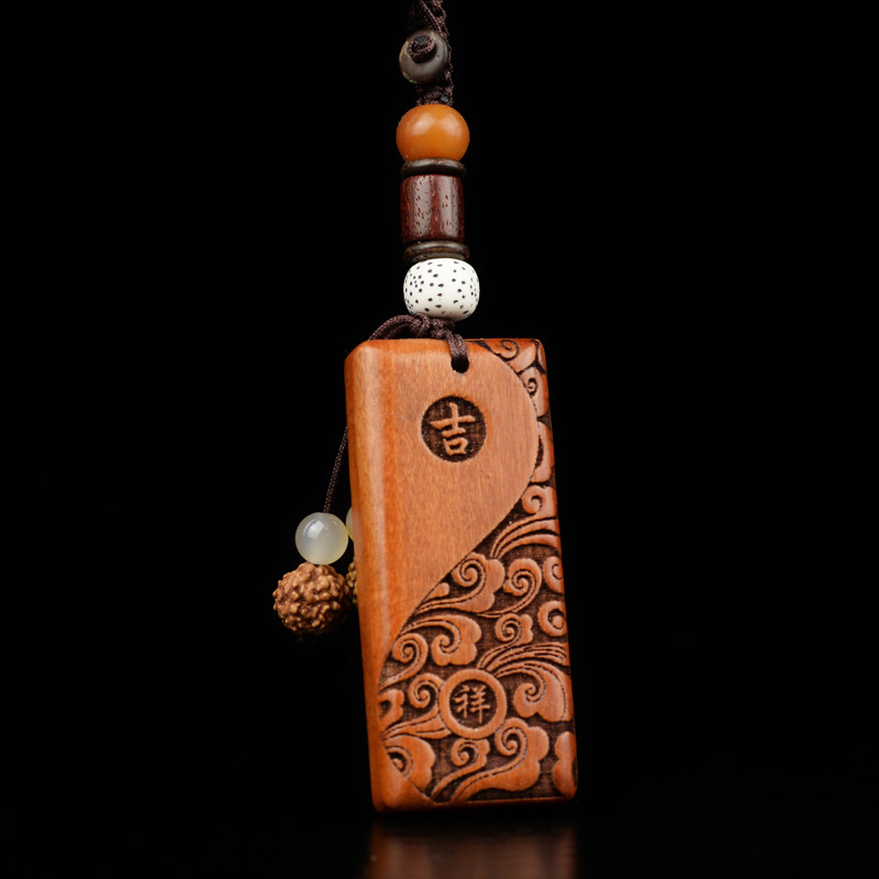 桃木字牌平安无事实木雕刻吊坠汽车钥匙扣挂件随身木雕