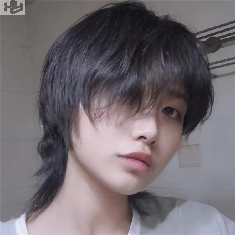 假发男士真人发丝狼尾头套头头套自然鱼头头发日常整顶假发