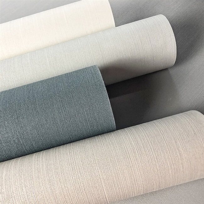 无纺布墙纸卧室床头浅灰灰色纱线墙布简约素色无纺布墙纸