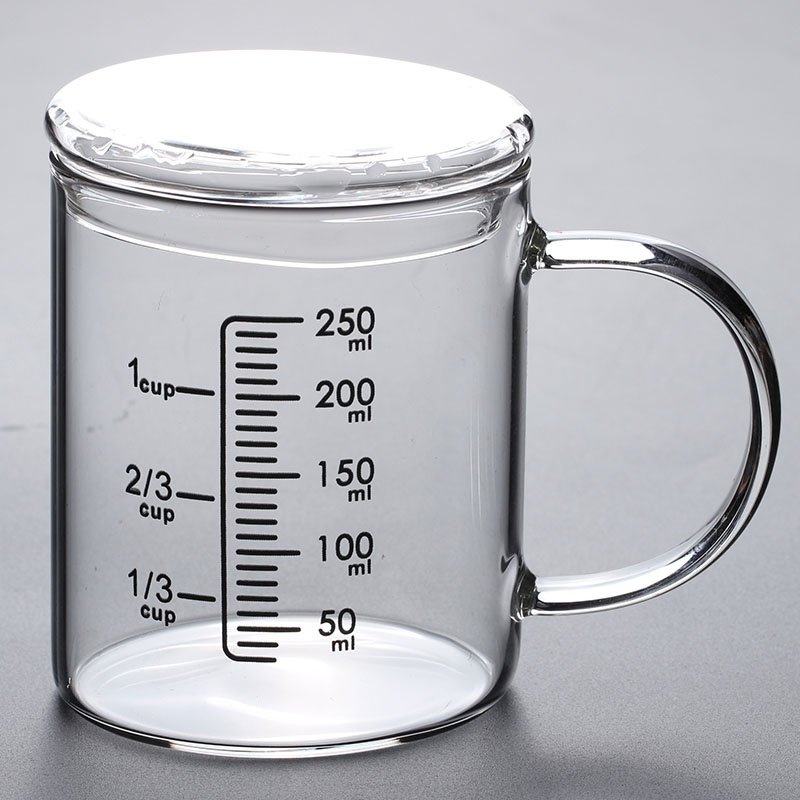 250ml量杯刻度家用玻璃水杯毫升小厨房测量克度杯子