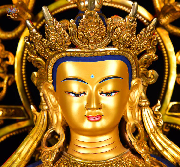 强巴佛像尼泊尔手工2尺铜全鎏金弥勒藏传密宗摆件