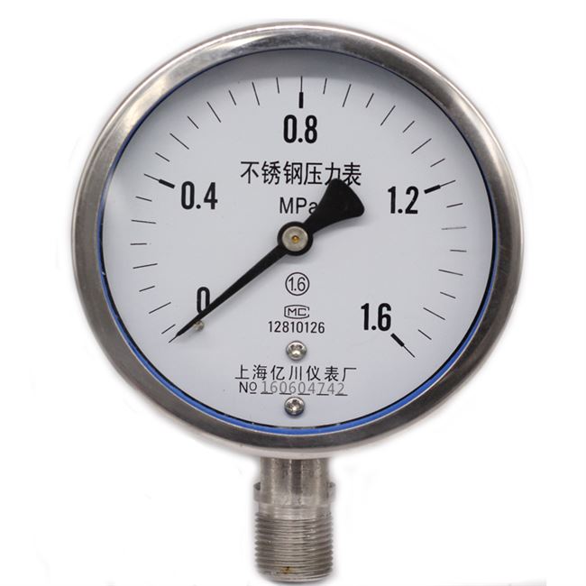 压力表y100bfy-100bf304全不不锈钢1mpa1.6mpa高温蒸汽锅炉压力表
