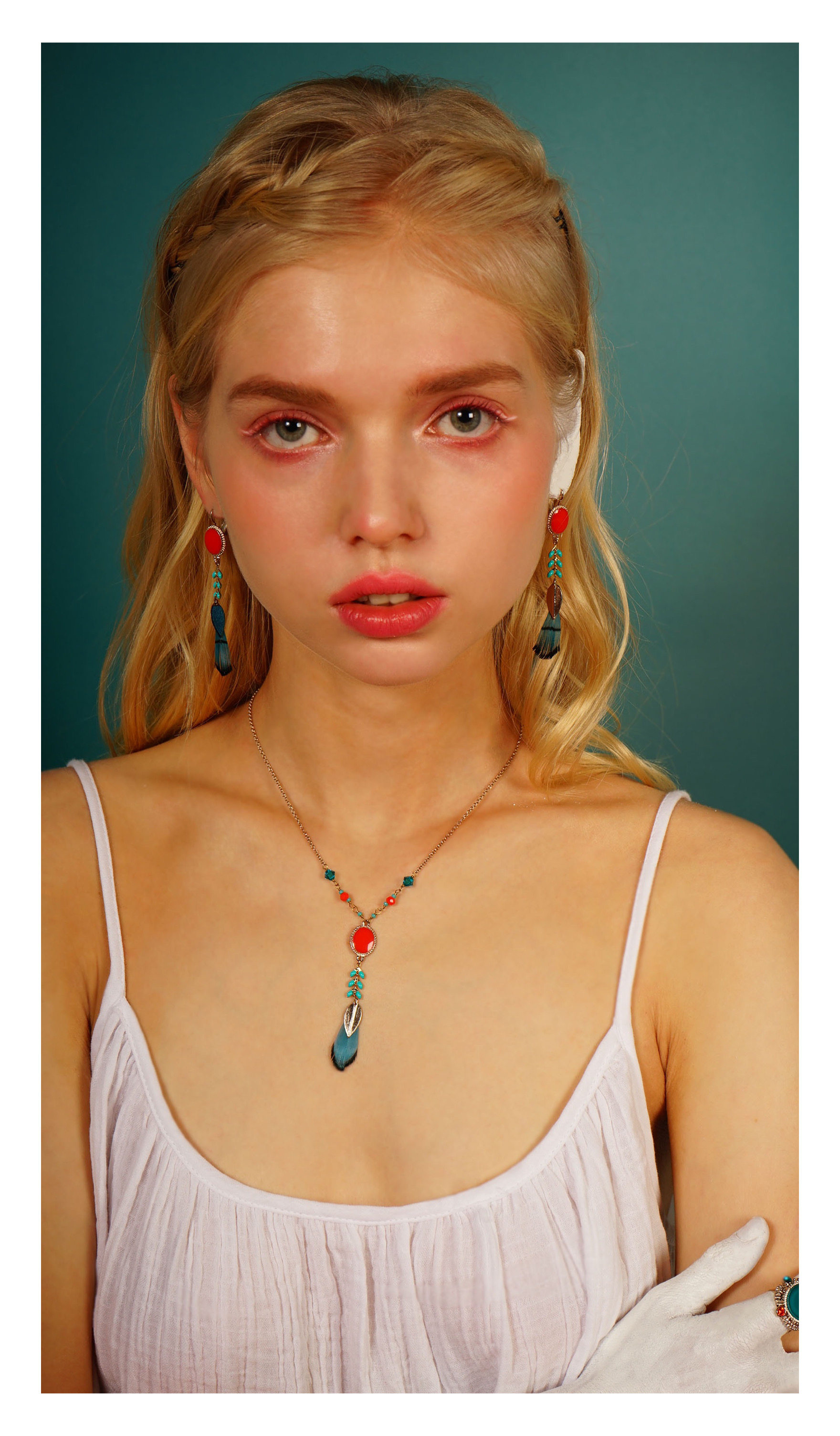 satellitealizia系列法国奇幻珠宝耳环水晶羽毛小众耳钉