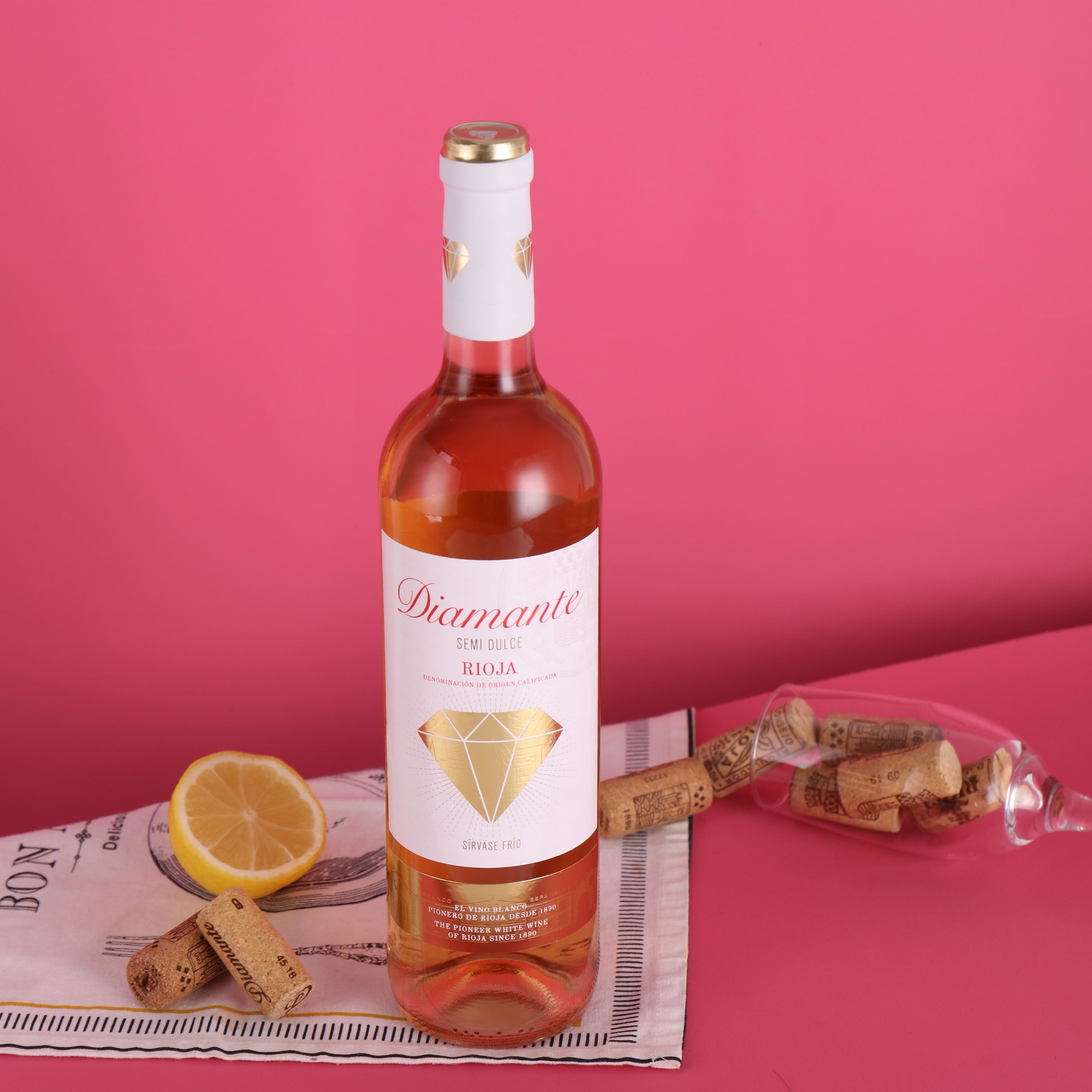 2018钻石半甜红葡萄酒西班牙里奥法兰克酒庄原瓶进口桃红静态葡萄酒