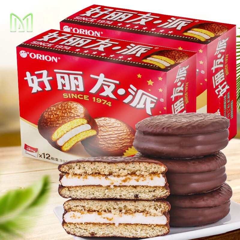 好丽友派巧克巧克力力派整箱仁礼盒装休闲零食传统西式糕点