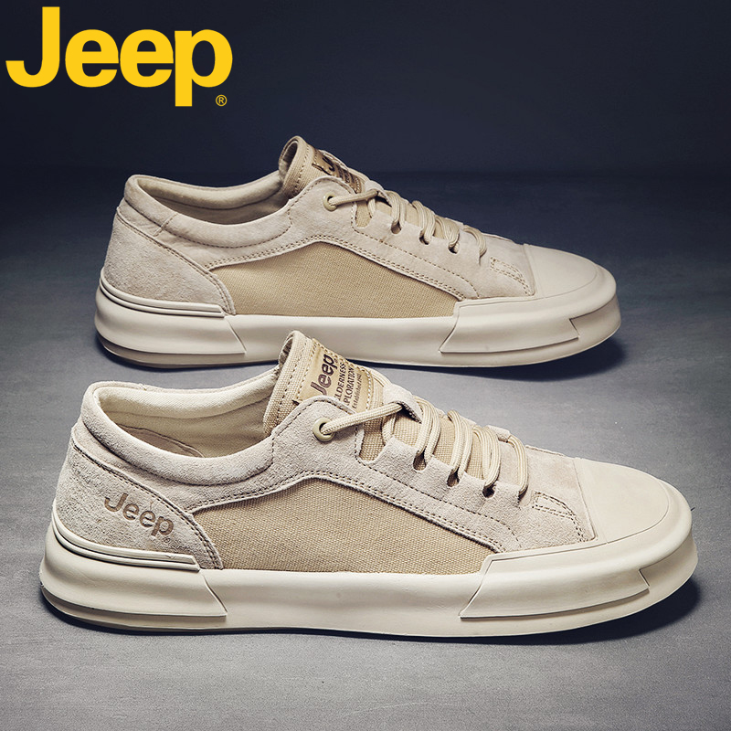 jeep吉普板鞋男鞋夏季透气2022年新款帆布男士休闲豆豆鞋子男潮鞋