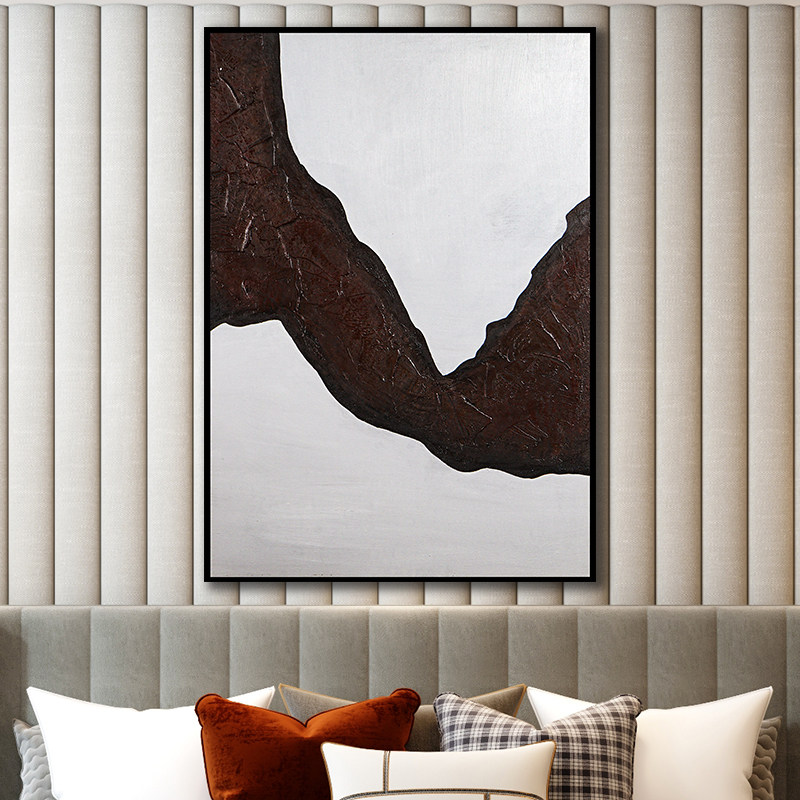 手绘现代简约抽象艺术单幅立体色块卧室客厅玄关油画