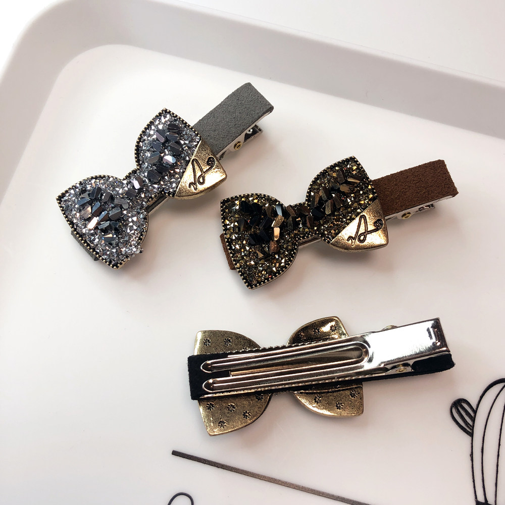 水钻发夹韩国ins后脑勺夹子头饰少女边夹蝴蝶结顶夹刘海泫雅发卡