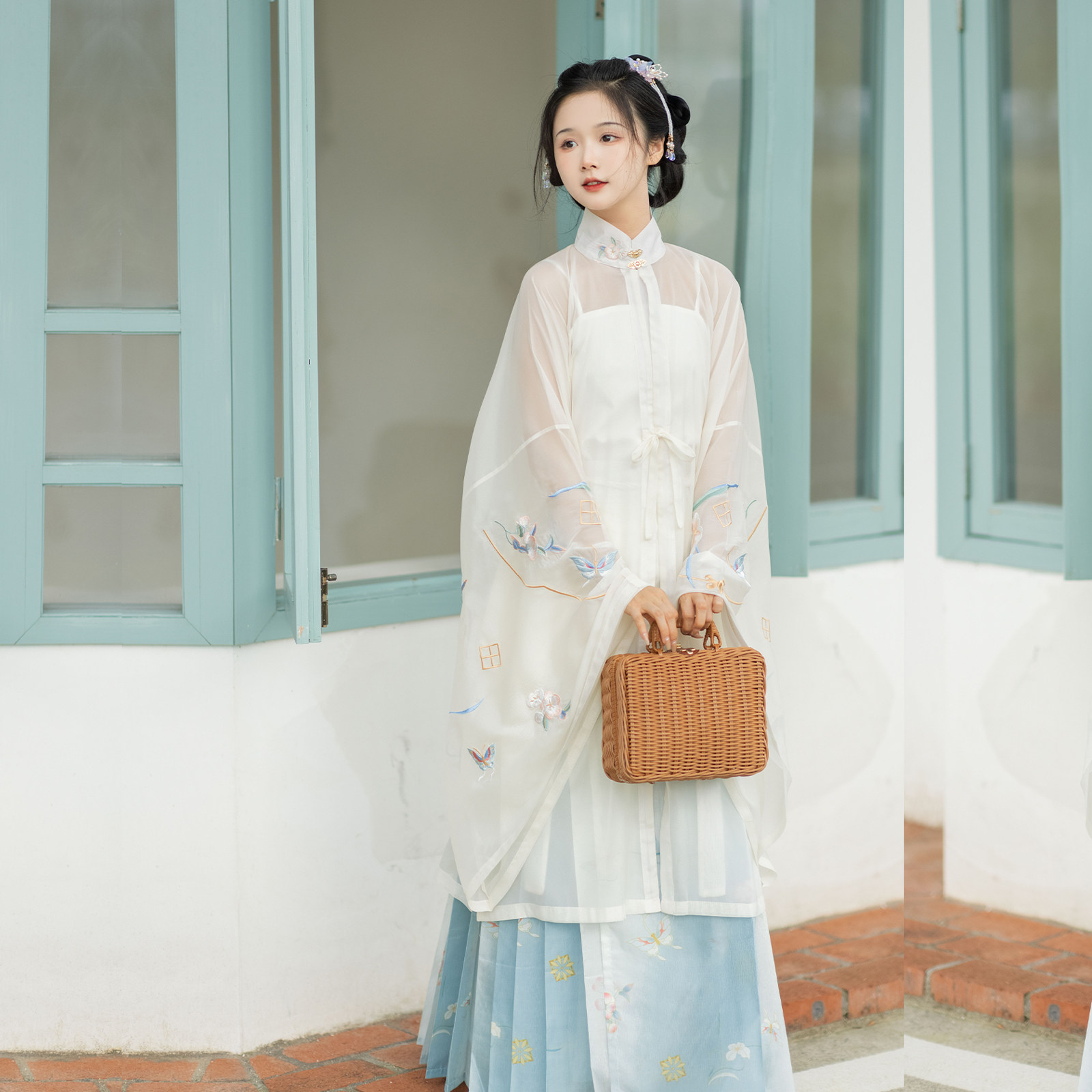 悦清风素羽华裳明制汉服女立领长衫原创马面裙日常汉服