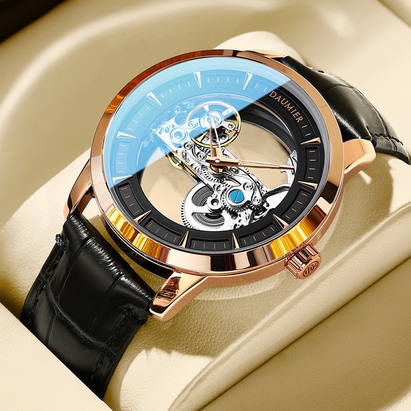 瑞士正品丹玛全自动机械表男士背透十大陀飞轮镂空黑科技手表品牌