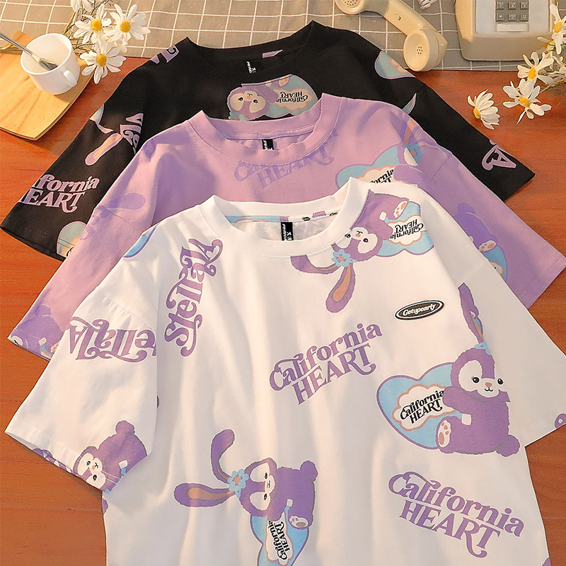 芃漫满身兔子夏季情侣短袖盐系网红学院风文艺tee恤日系男女T恤潮