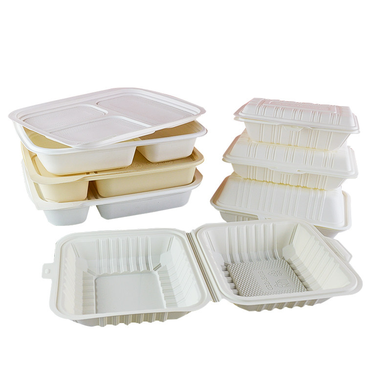 餐盒一次性可降降解环保连体饭盒微波加热多格一次性餐盒