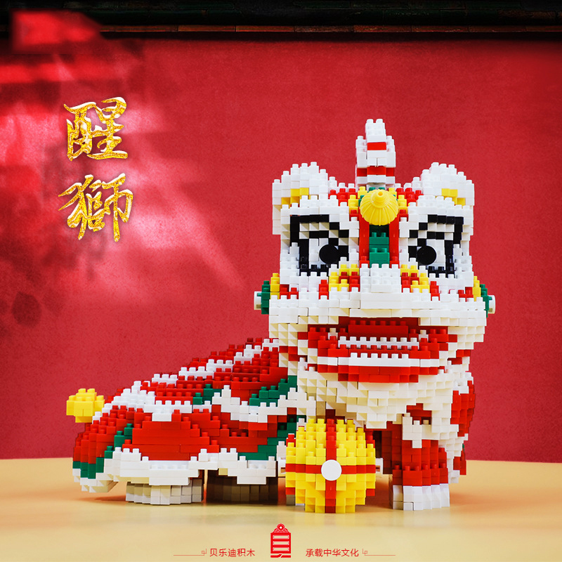 乐高舞狮积木醒狮模型春节中国国风成年高难度建构