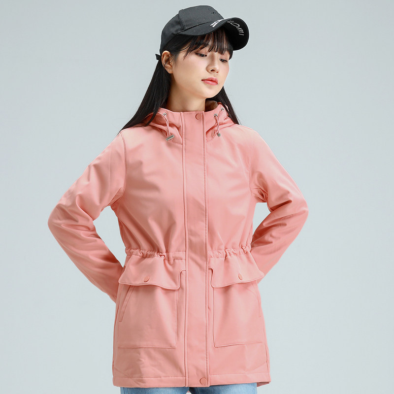 真维斯女装防风外套春秋秋季新款中长款连保暖风衣