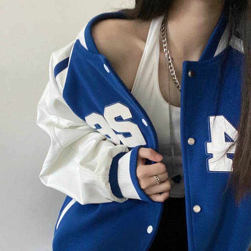 【F426官方店】国潮牌秋季情侣嘻哈皮标大LOGO棒球宽松休闲外套