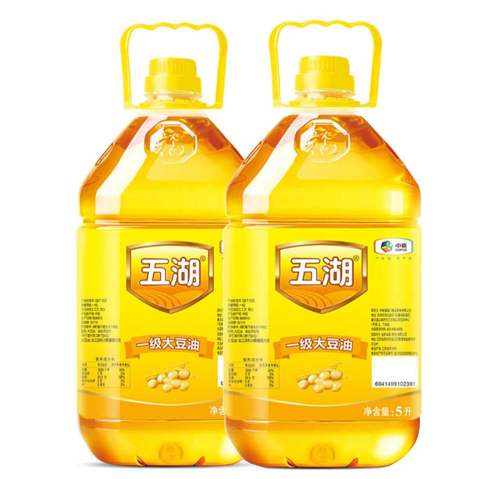 中粮出品 五湖一级大豆油 餐饮用酒店用饭店烧烤级大豆油5l装