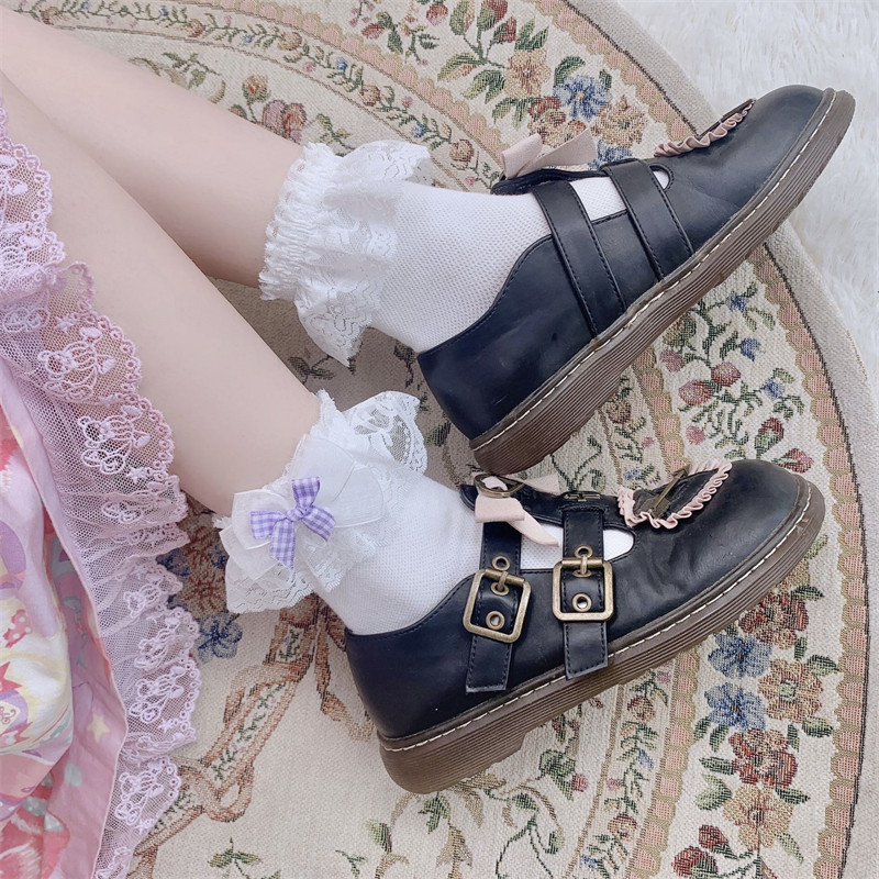洛丽塔蕾丝蝴蝶结短袜日系软妹甜美可爱百搭lolita少女花边jk袜子