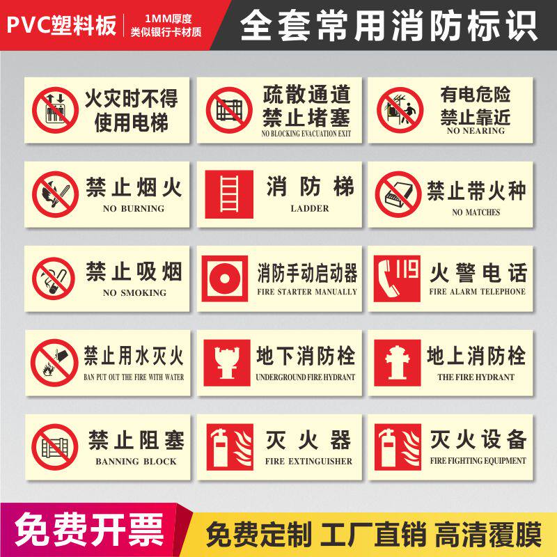 消防标识全套警示贴纸标志牌提示警告使用说明安全标志牌