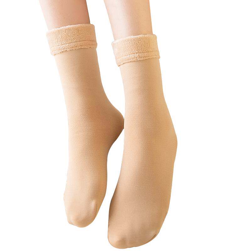 短袜色加地光雪地秋冬季加厚肉色丝袜中筒长袜短袜