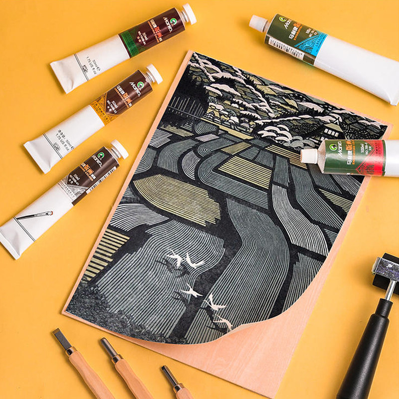 版画油墨马利画画油画工具美术颜料黑色白黑色油画颜料