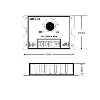 ໄຟ LED ສີດຳ Dimmer DC 12V 24V 0A 8A ປັບຄວາມສະຫວ່າງໄດ້.